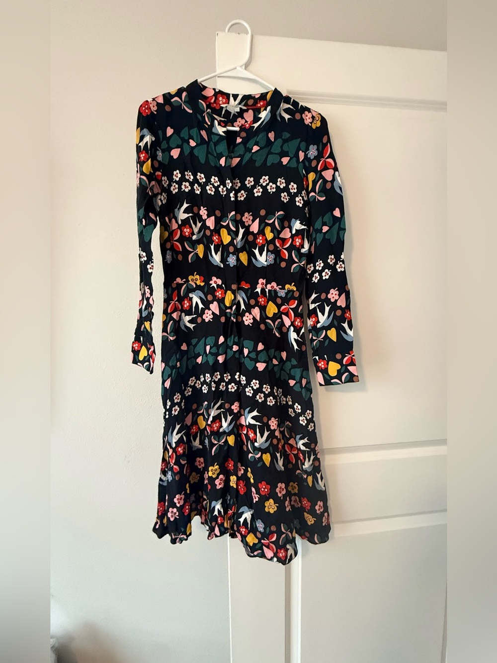 Boden Black Floral Long-Sleeve Midi Dress - Picture 2 of 11